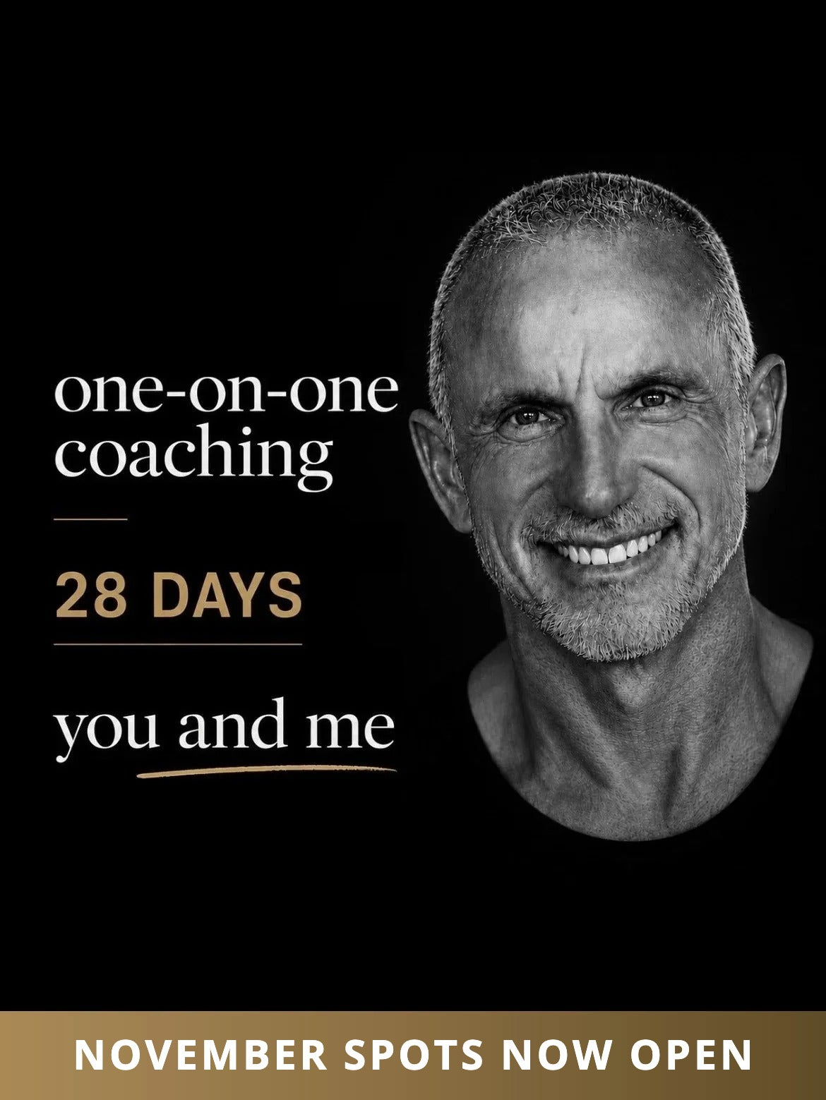 One-on-one coaching with Craig Harper. 28 days, you and me. November spots now open.